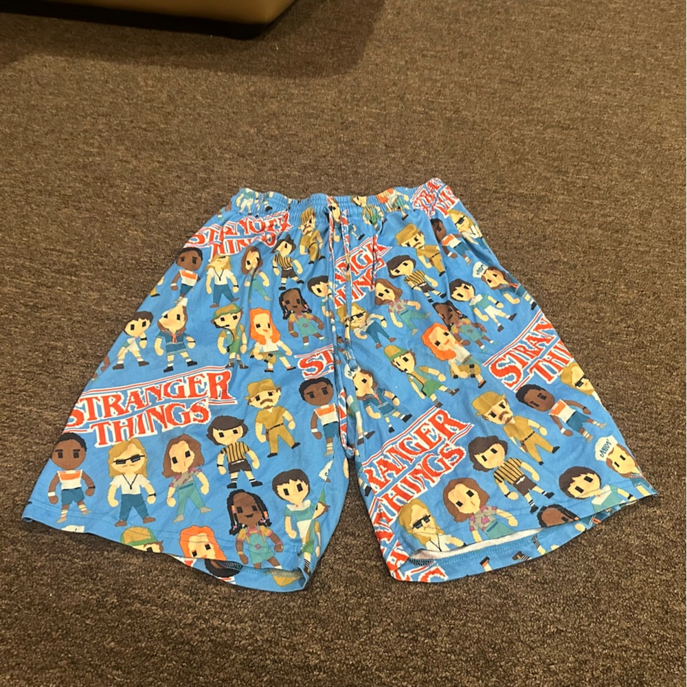 EUC! Stranger Things Blue Character Print Soft Lounge Shorts Men's L